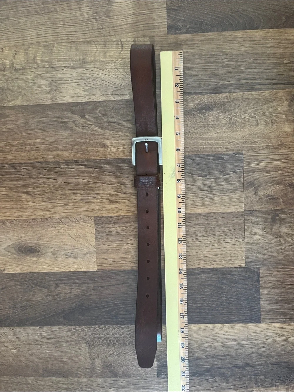 Men's Brown Leather Belt with Silver Buckle
